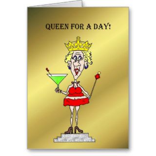 QUEEN FOR A DAY CHICK ON A PEDESTAL CARD