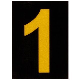 Brady 5890 1 Bradylite 1 7/8" Height, 1 3/8 Width, B 997 Engineering Grade Bradylite Reflective Sheeting, Yellow On Black Reflective Number, Legend "1" (Pack Of 25) Industrial Warning Signs