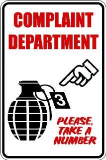 (Misc16) Reserved Complaint Dept Take a Number Humorous Novelty Parking Sign 9"x12" Aluminum  Yard Signs  Patio, Lawn & Garden