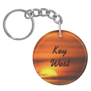 Key West Beautiful Ocean Sunset Tropical Beach Round Acrylic Key Chains