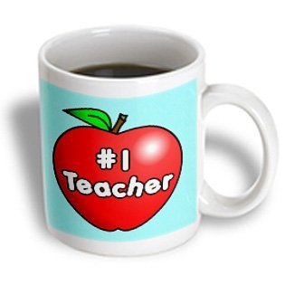 3dRose Number One Teacher Red Apple Design Mug, 11 Ounce Kitchen & Dining