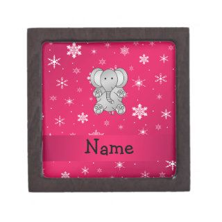 Personalized name elephant pink snowflakes premium gift box