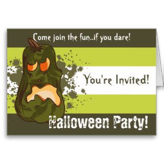 Rotten Green Pumpkin Halloween Invitation Greeting Cards