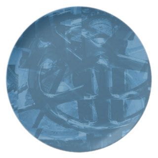 Industrial Themed Abstract Design in Blue. Dinner Plates