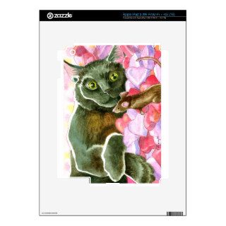 Chocolate Black Cat, Valentine Hearts Decal For iPad 3