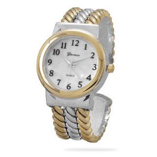 Sterling Silver Two Tone Fashion Cuff Watch W/ Motherof Pearl Face Pendant Necklaces Jewelry