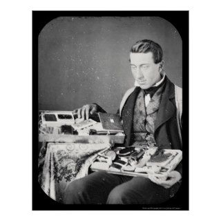 Salesman Displaying His Wares Daguerreotype 1852 Poster