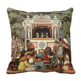 "Punch and Judy Puppet Show" Throw Pillows