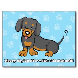 Cute Cartoon Dog Dachshund Postcard