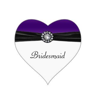 Purple & White With Black Velvet & Diamond Wedding Heart Stickers