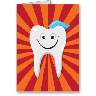 Happy smiling tooth greeting card