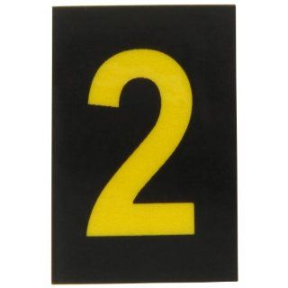 Brady 5905 2 Bradylite 1 1/2" Height, 1 Width, B 997 Engineering Grade Bradylite Reflective Sheeting, Yellow On Black Reflective Number, Legend "2" (Pack Of 25) Industrial Warning Signs