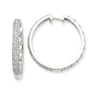 14k White Gold Diamond Hoop Earrings Cyber Monday Special Jewelry Brothers Earring Jewelry