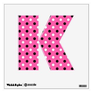 Pink Black White Polka Dots Wall Decal   Letter K