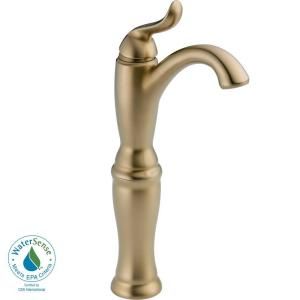 Delta Linden Single Hole 1 Handle High Arc Bathroom Faucet in Champagne Bronze 794 CZ DST