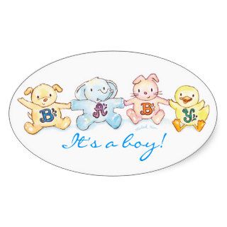 "BABY" Baby Shower Oval Sticker