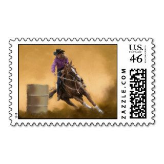 Barrel racing postage stamp