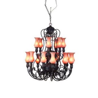 Eurofase Richtree Collection 18 Light 224 1/4 in. Hanging Aged Bronze Chandelier 17495 011