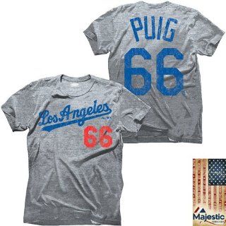 Los Angeles Dodgers Yasiel Puig Name & Number Triblend T Shirt  Sporting Goods  Sports & Outdoors