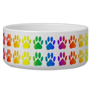 Rainbow Dog Pawprint Pet Food Bowl