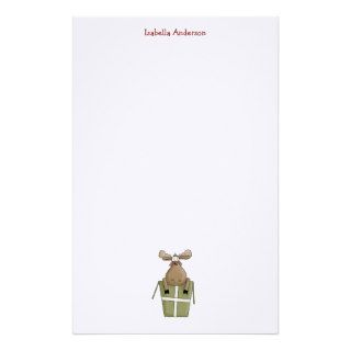 Christmas Critters · Moose & Gift Box Personalized Stationery