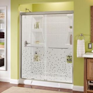 Delta Simplicity 59 3/8 in. x 70 in. Sliding Bypass Shower Door in Brushed Nickel with Frameless Mozaic Glass 159274