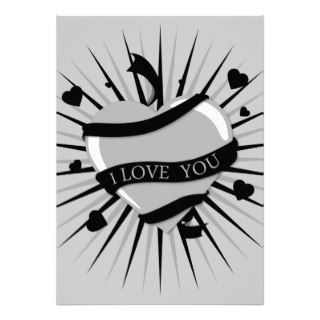 png_heart 13 BLACK WHITE GREY GRAY HEART TATTOO Personalized Invites