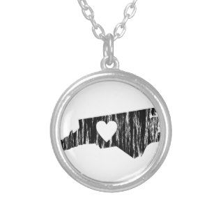 I Heart North Carolina Grunge Outline State Love Personalized Necklace