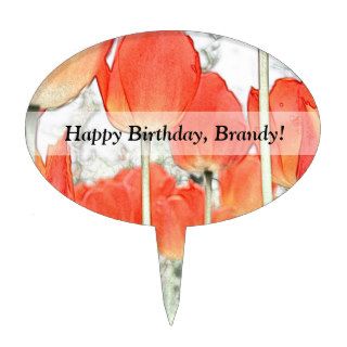 artistic style red tulip flowers. floral garden cake toppers