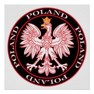 Round Red Polish Eagle Poster