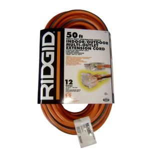 RIDGID 50 ft. 12/3 Tri Tap Extension Cord HD#165 271