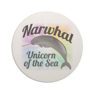 Narwhal Unicorn of the Sea, Cute Rainbow Beverage Coaster