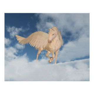 Pegasus Looking Down Through Clouds Poster