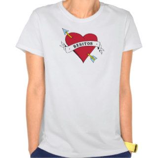 Tattoo Heart with Arrow Besitos Tee Shirts