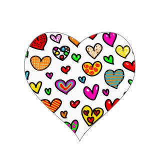 Cute Cartoon Whimsical Multi Love Heart Pattern Heart Stickers