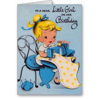 Vintage Little Girl Birthday Card