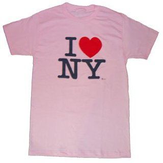 ADULT PINK HEAVY COTTON I LOVE NY T SHIRT, ADULT SMALL Clothing