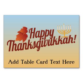 Happy Thanksgivukkah Menorah/Leaf Table Cards