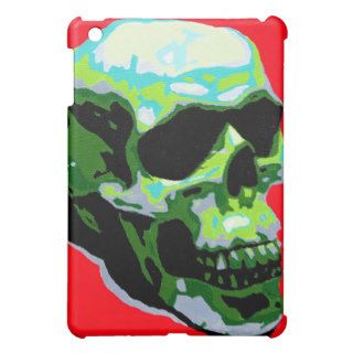 Green and red pop art skull ipad mini case