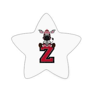 Cute Zebra Learning Letter Z Star Stickers