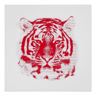 Red and White Tiger Face Posters