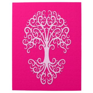 Tribal Tree of Life Pink Jigsaw Puzzles