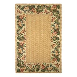 Kas Rugs Centered Bamboo Floral Beige 7 ft. 9 in. x 9 ft. 6 in. Area Rug SPA314379X96