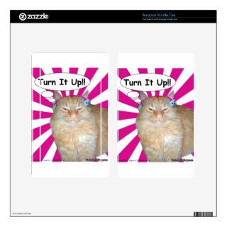 Hippy Kitty Turn It Up Decal For Kindle Fire