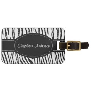 Custom Background Black and White Tiger Stripes Luggage Tags