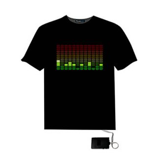 Mens Sound Activated Light Up And Down DJ Disco Dancing LED EL T Shirt