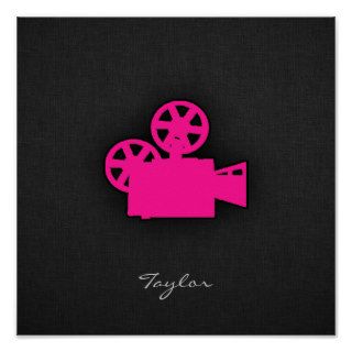 Hot Pink Movie Camera Poster