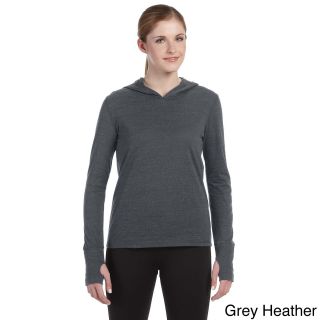 Alo Womens Performance Triblend Long sleeve Hooded Pullover Grey Size L (12  14)