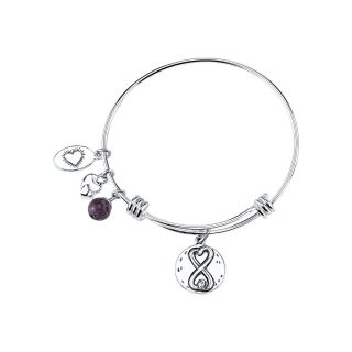 Bridge Jewelry Footnotes Too Stainless Steel Sisters Charm Expandable Bangle