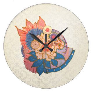 Asian Flower Collage art Clock